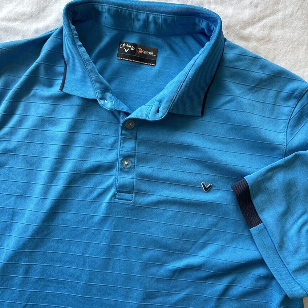 Callaway Polo Shirt Men's Size XL Navy Blue Golf Opti Dri Collared Performance